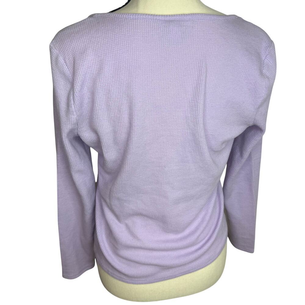 Juicy Couture Girls M Lavender Waffle Knit Logo Long Sleeve Top Y2K - Picture 4 of 5